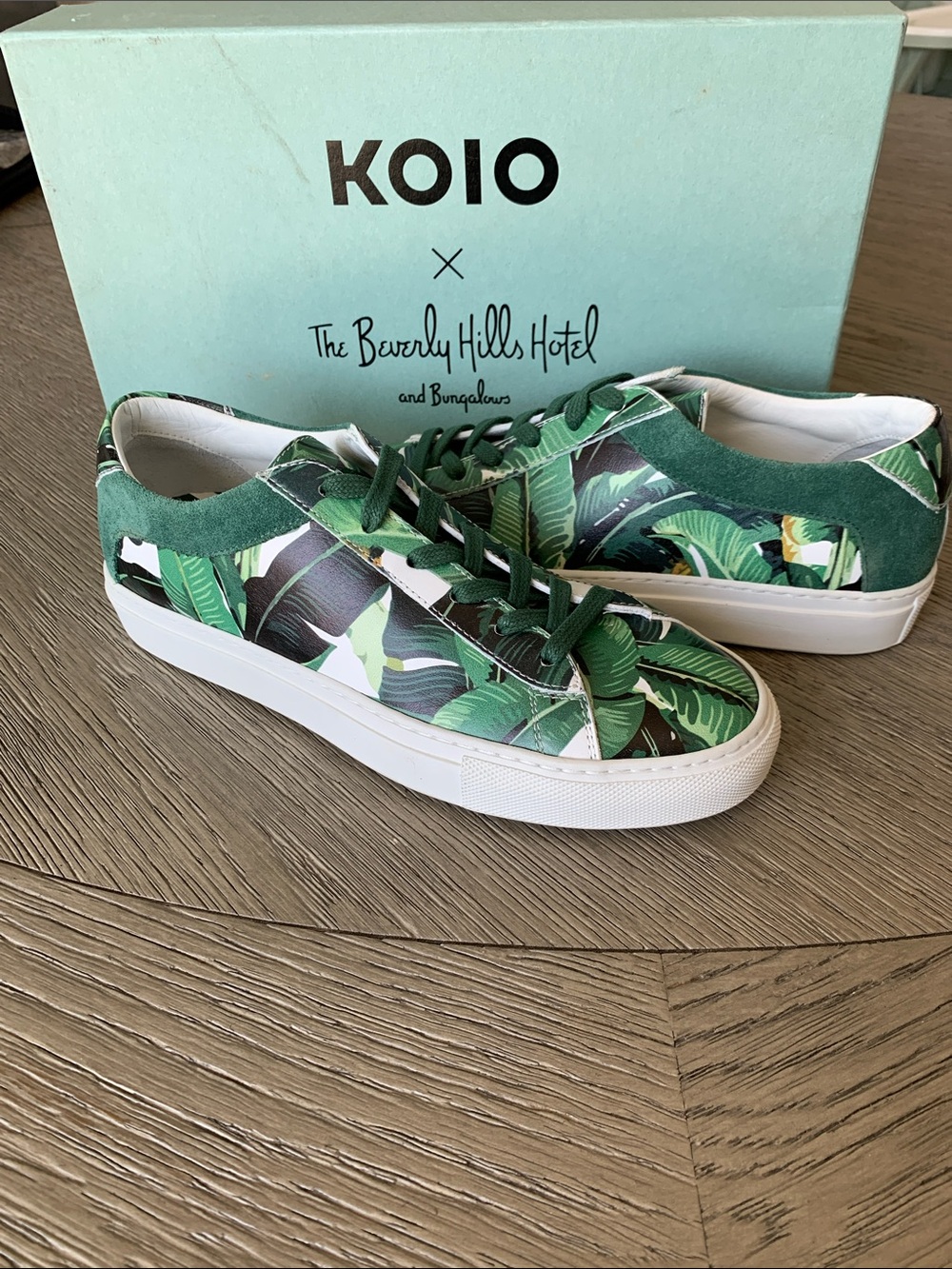 NWT, Rare KOIO, Capri, Beverly Hills, Green Palm Leaf Low-Top Sneakers, EU38